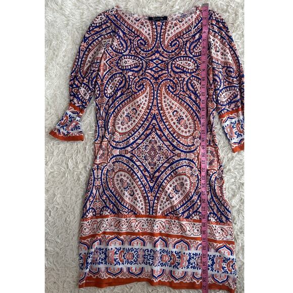 Suite 7 Women's Size 8 Navy & Orange Paisley Print Sheath Dress #0500 - Picture 8 of 10